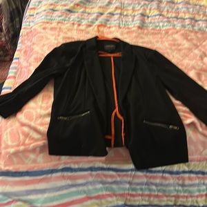 Black blazer with red stripe inlay